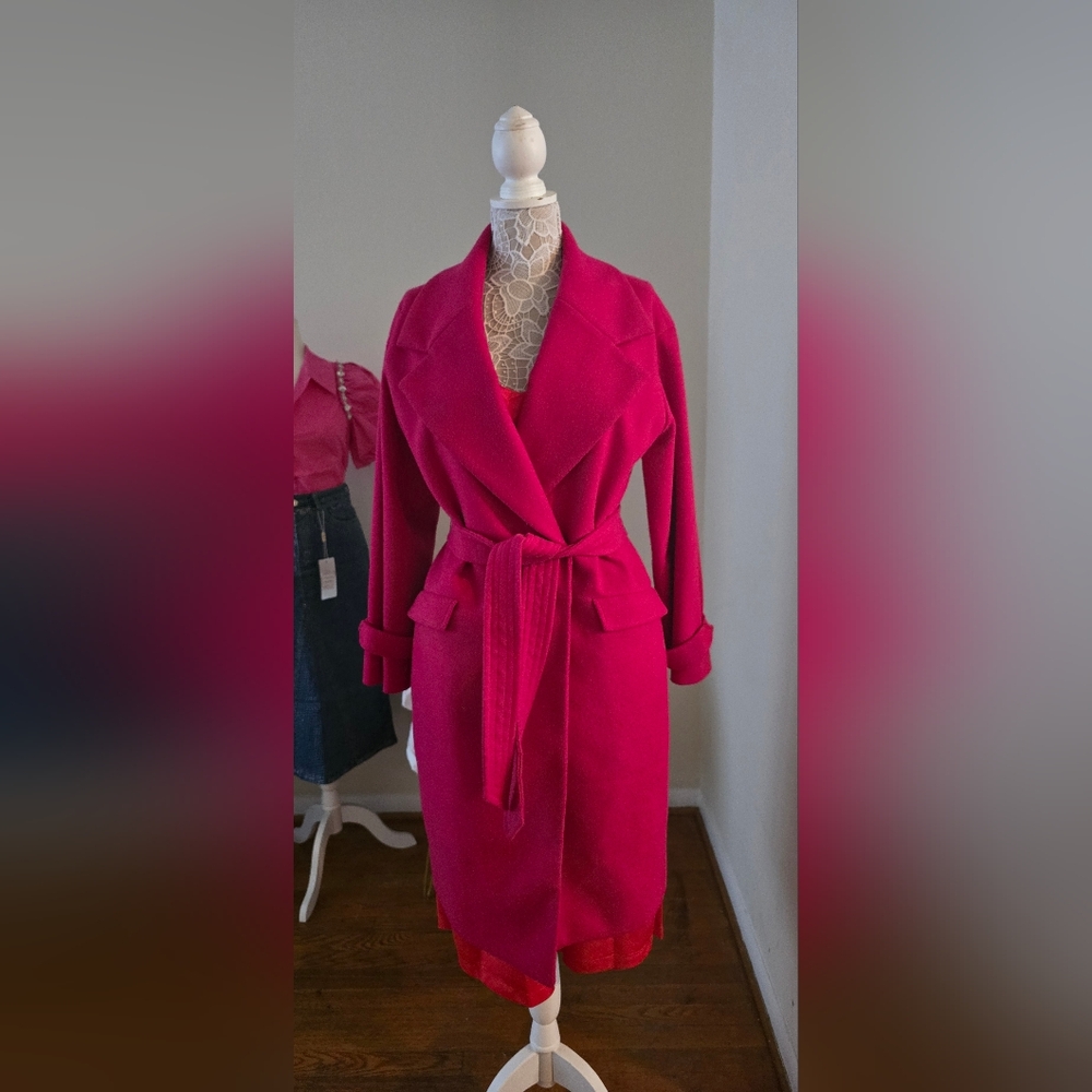 Chic Pink Belted Coat
